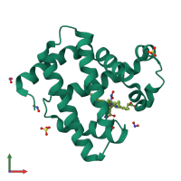 PDB entry 3lr9 coloured by chain, front view.