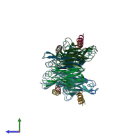 PDB entry 3lrh coloured by chain, side view.