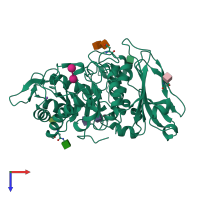 PDB entry 3lrl coloured by chain, top view.