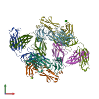 PDB entry 3lrs coloured by chain, front view.
