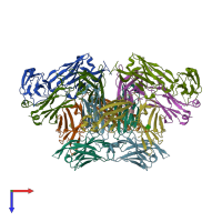 PDB entry 3lrs coloured by chain, top view.