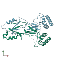 PDB entry 3lru coloured by chain, front view.