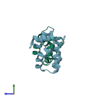 PDB entry 3lry coloured by chain, side view.