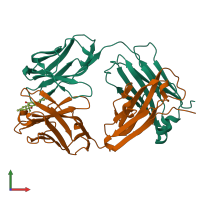 PDB entry 3ls4 coloured by chain, front view.