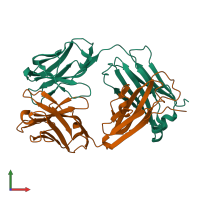 PDB entry 3ls5 coloured by chain, front view.