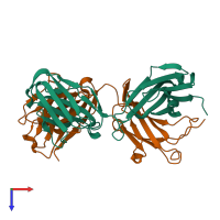 PDB entry 3ls5 coloured by chain, top view.
