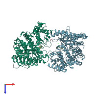 PDB entry 3ls8 coloured by chain, top view.