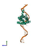 PDB entry 3lsr coloured by chain, side view.