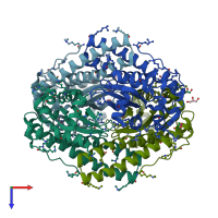 PDB entry 3lsu coloured by chain, top view.