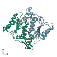 PDB entry 3lt5 coloured by chain, front view.