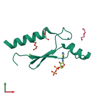 PDB entry 3lt8 coloured by chain, front view.