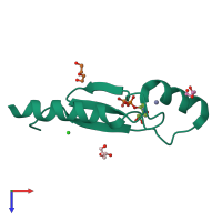 PDB entry 3lt8 coloured by chain, top view.