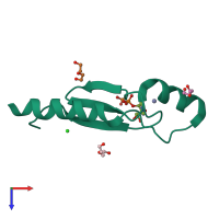 PDB entry 3lt9 coloured by chain, top view.