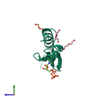 PDB entry 3lta coloured by chain, side view.