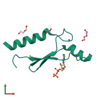 PDB entry 3ltb coloured by chain, front view.