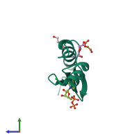 PDB entry 3ltb coloured by chain, side view.
