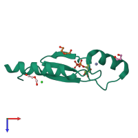 PDB entry 3ltb coloured by chain, top view.