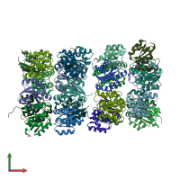 PDB entry 3lte coloured by chain, front view.
