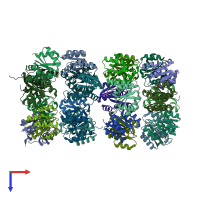 PDB entry 3lte coloured by chain, top view.