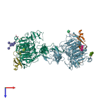 PDB entry 3ltf coloured by chain, top view.