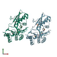 PDB entry 3lto coloured by chain, front view.