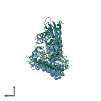 PDB entry 3lto coloured by chain, side view.