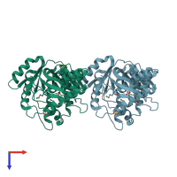 PDB entry 3lto coloured by chain, top view.