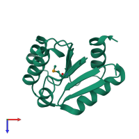 PDB entry 3lua coloured by chain, top view.