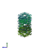 PDB entry 3lub coloured by chain, side view.