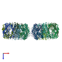 PDB entry 3lub coloured by chain, top view.