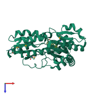 PDB entry 3lup coloured by chain, top view.