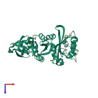 PDB entry 3luy coloured by chain, top view.