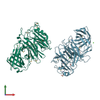 PDB entry 3lv4 coloured by chain, front view.