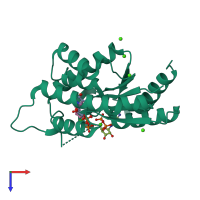 PDB entry 3lv8 coloured by chain, top view.