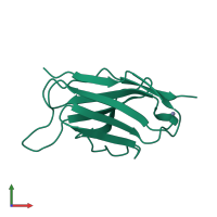 PDB entry 3lve coloured by chain, front view.
