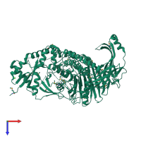 PDB entry 3lvt coloured by chain, top view.