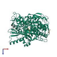 PDB entry 3lvw coloured by chain, top view.