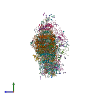 PDB entry 3lw5 coloured by chain, side view.