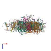 PDB entry 3lw5 coloured by chain, top view.