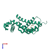 PDB entry 3lwj coloured by chain, top view.