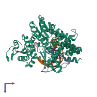 PDB entry 3lwl coloured by chain, top view.