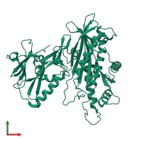 PDB entry 3lwt coloured by chain, front view.