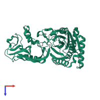 PDB entry 3lwt coloured by chain, top view.