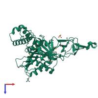 PDB entry 3lwu coloured by chain, top view.