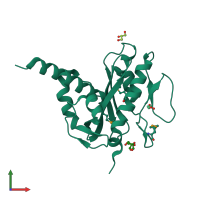 PDB entry 3lwx coloured by chain, front view.