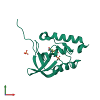 PDB entry 3lx0 coloured by chain, front view.