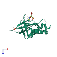 PDB entry 3lx0 coloured by chain, top view.
