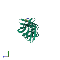 PDB entry 3lx3 coloured by chain, side view.