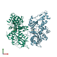 PDB entry 3lx4 coloured by chain, front view.