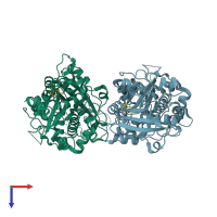PDB entry 3lx4 coloured by chain, top view.